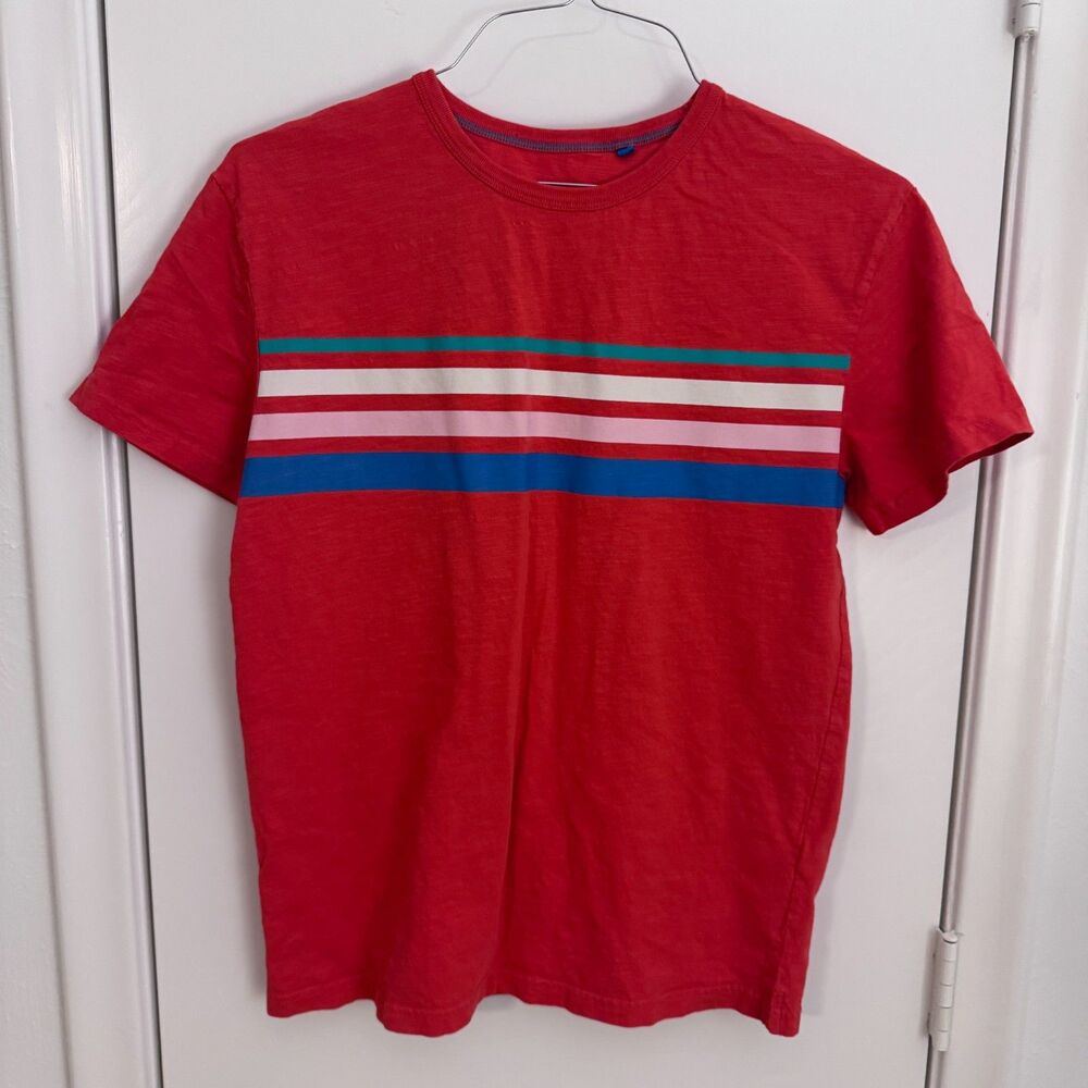 Boden Boys 13-14y Red Stripe 100% Cotton Short Sleeve T-Shirt 100% Cotton